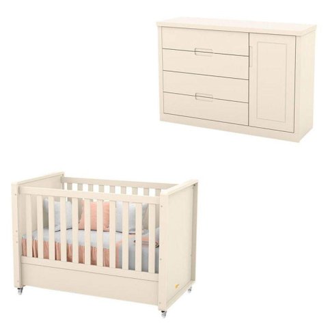 Berço Americano e Cômoda Infantil Tutto New Off White - Matic