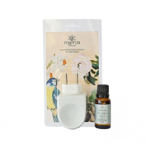 Kit Essência Concentrada Green Peonia 20ml e Aromatizador Elétrico de Porcelana Bivolt Reserva