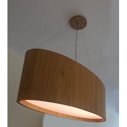 Lustre Pendente Oval em Madeira 75 Cm - 4 Luzes - Freijó - 6