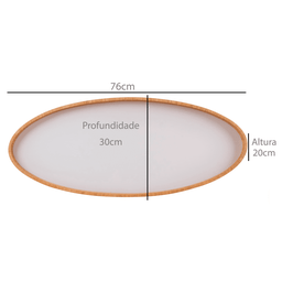 Lustre Pendente Oval em Madeira 75 Cm - 4 Luzes - Freijó - 4