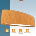 Ver imagem 2 de Lustre Pendente Oval em Madeira 75 Cm - 4 Luzes - Freijó