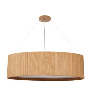 Lustre Pendente Oval em Madeira 75 Cm - 4 Luzes - Freijó