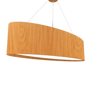 Lustre Pendente Oval em Madeira 75 Cm - 4 Luzes - Freijó