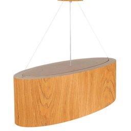 Lustre Pendente Oval em Madeira 75 Cm - 4 Luzes - Freijó - 3