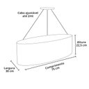 Ver imagem 6 de Lustre Pendente Oval em Madeira 75 Cm - 4 Luzes - Freijó