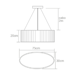 Lustre Pendente Madeira Oval 75 cm  - 4 luzes - Imbuia - 2