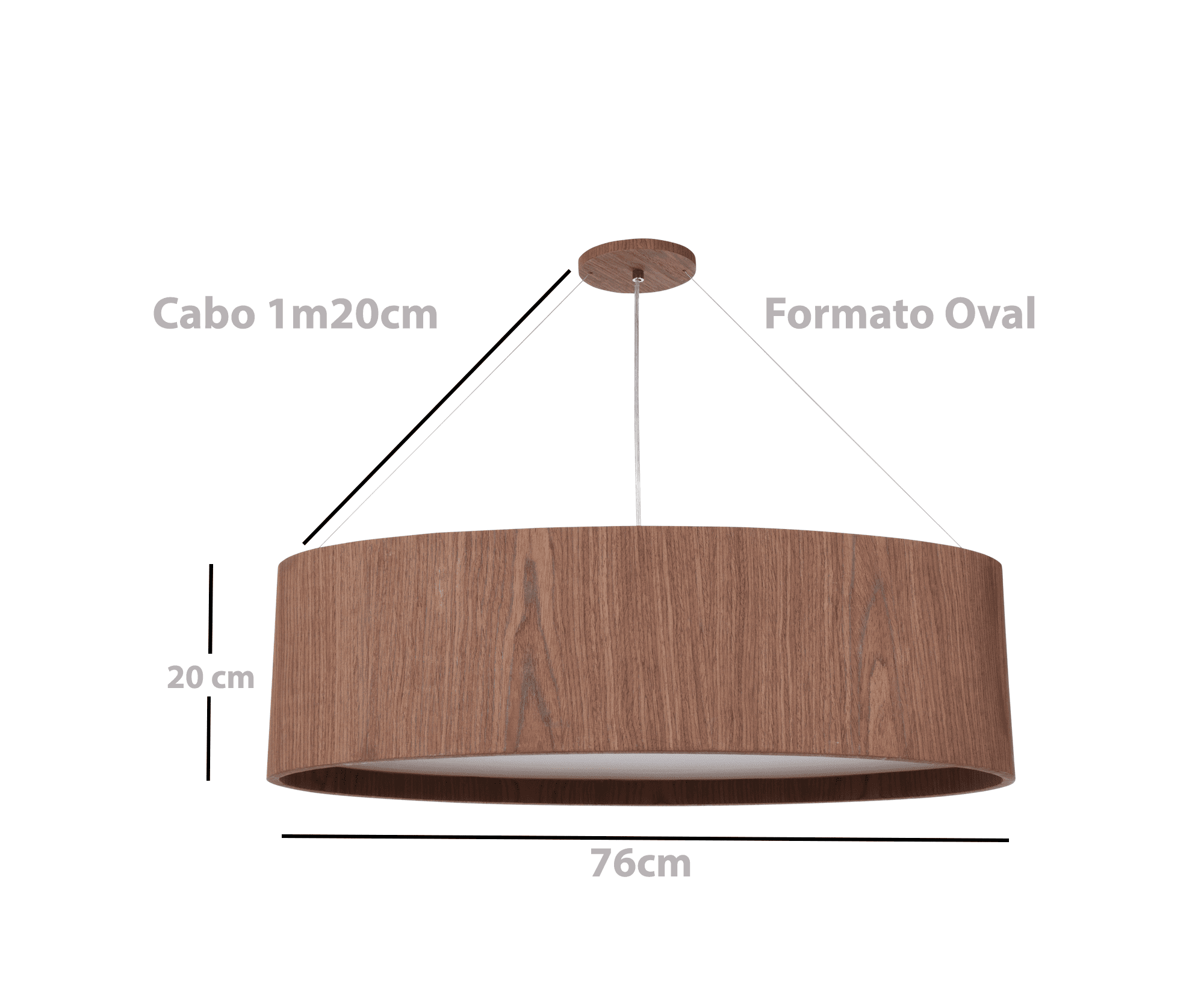 Lustre Pendente Madeira Oval 76 cm  - 4 luzes - Imbuia - 5