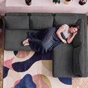Ver imagem 7 de Sofá de Canto Modular Vibe Direito 2,70m x 1,70m Xpand Tech Tecido Velourê Cinza Escuro Cama Inbox