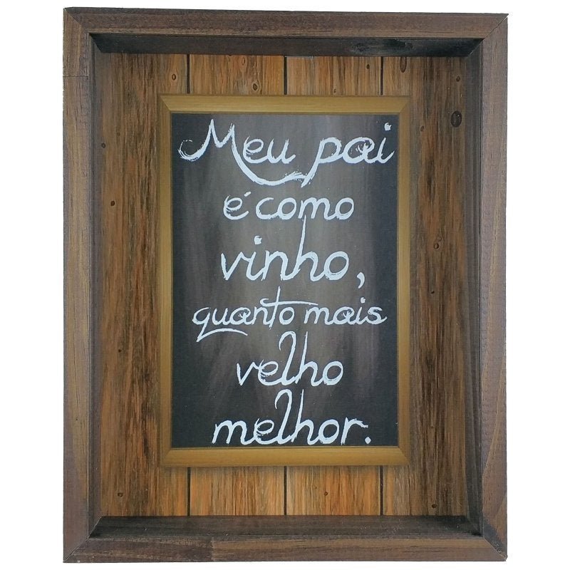 Quadro Porta Rolhas de Vinho Madeira e Vidro Dias dos Pais Ref. 809 - ArtFrame - MELHOR - 1