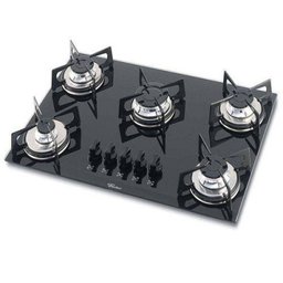 Fogão Cooktop Fisher 5 Bocas À Gás Mesa de Vidro Preto Bivolt - 1