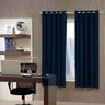 Cortina de Voil e Blackout 2,00x1,80 Corta Luz para Varao - Azul Marinho - 1