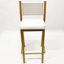 Ver imagem 6 de Combo de 2 Banquetas Empilhável Alta para Bar cor Dourado Fosco assento branco