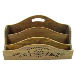 Porta Documentos Entalhado na Madeira Loja da Índia Perfeito para Organizar a Papelada