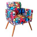 Ver imagem 1 de Poltrona Decorativa Nina Suede Romero Brito Pés Palito Veredas