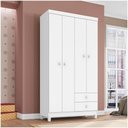 Ver imagem 6 de Guarda Roupa Infantil 4 Portas com Cômoda 5 Gavetas Branco