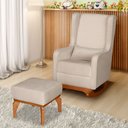 Ver imagem 2 de Poltrona de Amamentação e Descanso Renata com Base Balanço e Puff Veludo Bege - Desk Design