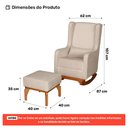 Ver imagem 4 de Poltrona de Amamentação e Descanso Renata com Base Balanço e Puff Veludo Bege - Desk Design