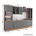 Ver mais imagens de Cozinha Completa Milla Calm 15 Portas 3 Gavetas MDF MDP 340cm Nogal e Cinza Titânio Móveis Carraro