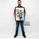 Ver imagem 2 de Quadro Decorativo Floral Luxo Flores Tons Pasteis em Moldura Caixa Tacolado Moldura Caixa Alta 4,5cm