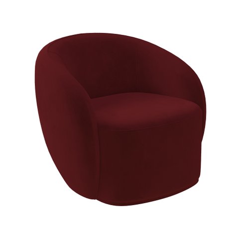 Poltrona Decorativa Sala de Estar Íbis Encosto Fixo Veludo Bordô G33 - Gran Belo