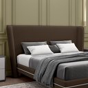 Ver imagem 2 de Cabeceira Design para Cama Queen Torres Pés em Madeira Veludo Marrom G91 - Gran Belo