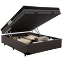 Ver imagem 2 de Cama Baú Casal Sintético + Colchão Casal Ortobom Iso Dupla Face 60x138x188 Marrom