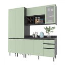 Ver imagem 2 de Cozinha Compacta Margarida 8 Portas e 3 Gavetas com Divisor de Talheres Mármore Lunar/verde Mar - Te