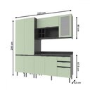 Ver imagem 4 de Cozinha Compacta Margarida 8 Portas e 3 Gavetas com Divisor de Talheres Mármore Lunar/verde Mar - Te
