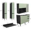 Ver imagem 3 de Cozinha Compacta Margarida 8 Portas e 3 Gavetas com Divisor de Talheres Mármore Lunar/verde Mar - Te