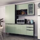 Ver imagem 1 de Cozinha Compacta Margarida 8 Portas e 3 Gavetas com Divisor de Talheres Mármore Lunar/verde Mar - Te