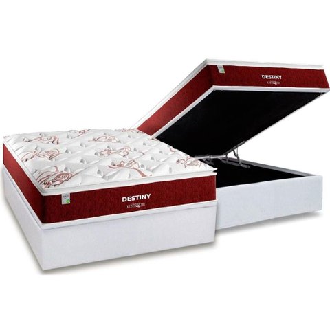 Conjunto Box Baú Casal: Colchão Molas Plumatex Superlastic Destiny + Base Crc Courano White(