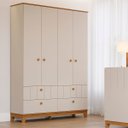 Ver imagem 2 de Guarda Roupa Biscoito Quarto Infantil com 4 Portas 4 Gavetas Off White/Nature