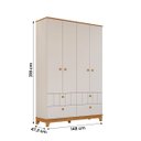 Ver imagem 4 de Guarda Roupa Biscoito Quarto Infantil com 4 Portas 4 Gavetas Off White/Nature