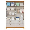 Ver imagem 3 de Guarda Roupa Biscoito Quarto Infantil com 4 Portas 4 Gavetas Off White/Nature