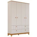 Ver imagem 1 de Guarda Roupa Biscoito Quarto Infantil com 4 Portas 4 Gavetas Off White/Nature