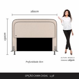 Cabeceira Estofada Cama Queen Lille com Led Bouclé Off White - M.a Bouclé Off White - 8