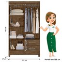 Ver imagem 4 de Guarda Roupa Solteiro Sobral e Armário Multiuso New Íris Castanho Wood - Moval