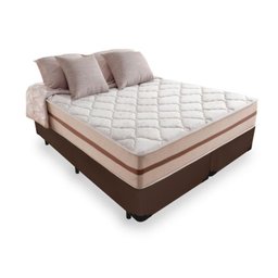 Cama Box King Tecido Sintético Marrom com Colchão Pillow Angel - Bello Box - Molas Ensacadas 62x193x - 1