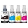 Kit Tinta Epson 774 Preta + 664 Ciano Amarela Magenta Original para EcoTank L606 L656 L1455 Workforc - 2