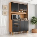 Ver imagem 2 de Kit Cozinha Prisma 6 Portas 2 Gavetas MDP 120cm Cinamomo Preto