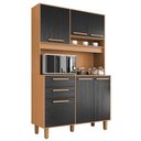 Ver imagem 1 de Kit Cozinha Prisma 6 Portas 2 Gavetas MDP 120cm Cinamomo Preto
