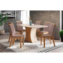 Ver imagem 1 de Sala de Jantar Completa Luiza C/ Tampo de Vidro 160x90cm e 6 Cadeiras Isa Nature/off White - Suede