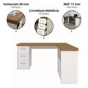 Ver imagem 4 de Mesa Escrivaninha Escritorio em L 3 Nichos 3 Gavetas 154x116 cm Olmo Branco Artany