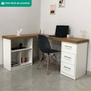 Ver mais imagens de Mesa Escrivaninha Escritorio em L 3 Nichos 3 Gavetas 154x116 cm Olmo Branco Artany