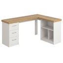 Ver imagem 1 de Mesa Escrivaninha Escritorio em L 3 Nichos 3 Gavetas 154x116 cm Olmo Branco Artany
