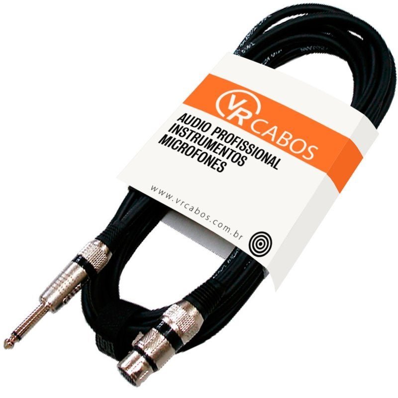Cabo Emborrachado 10 Metros P10 Macho Mono / XLR Fêmea - VR CABOS - 1
