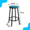Ver imagem 3 de Kit 2 Banquetas Banco Alta Balcão Bar Acabamento da Estrutura Preta Eva:Azul Turquesa