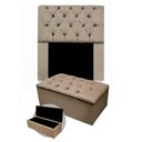 Ver imagem 1 de Kit Cabeceira + Calçadeira Baú Mirage Solteiro 120cm Suede - Ecotec Decor:Bege