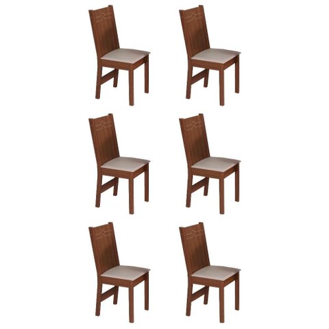 Kit 6 Cadeiras Paraty Mdf e Assento em Tecido Bagum