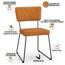 Ver imagem 6 de Cadeira Decorativa Estofada para Sala de Jantar Base em Aço Allana L02 Couríssimo Canela - Lyam Deco